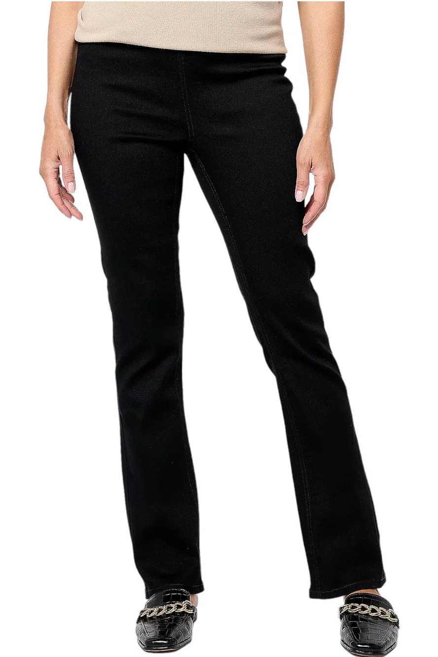 Denim & Co. Signature Perfect Flex Pull-On Jeans Black - Regular